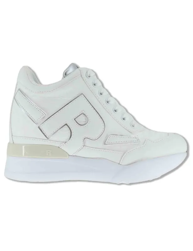 Sneakers high-top in pelle e tessuto bianco Donna 4537-84584 2 made by Spatarella