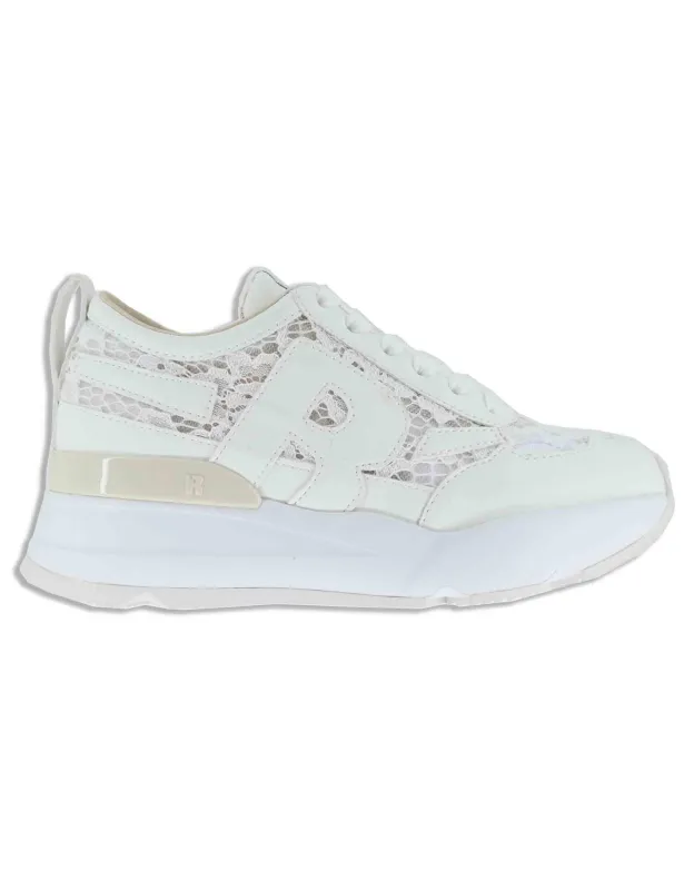 Sneakers in pelle e pizzo bianco Donna 4009-84585 2 made by Spatarella