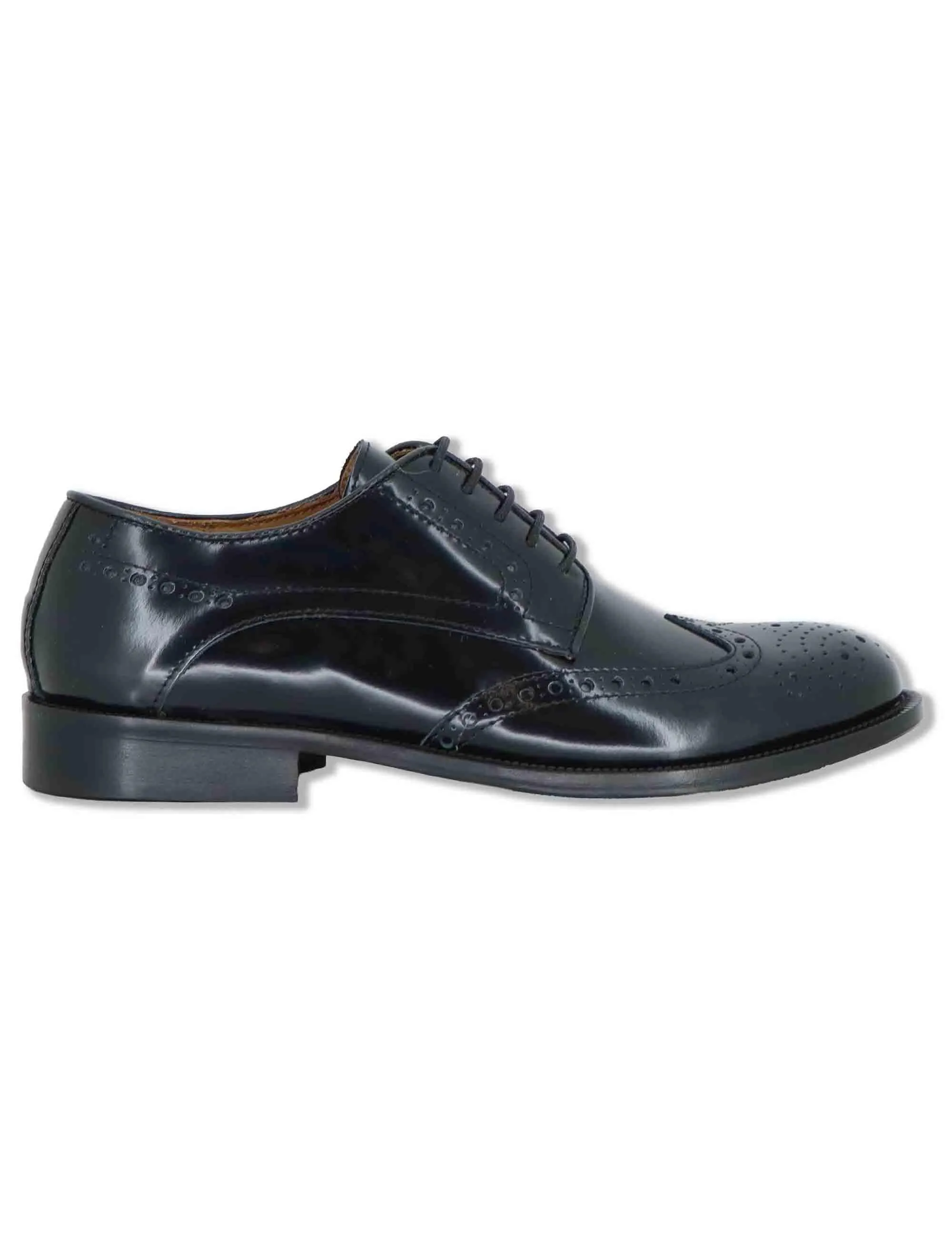 Stringate in pelle nera con impunture all'inglese Uomo SPDU608 001 sold by Spatarella