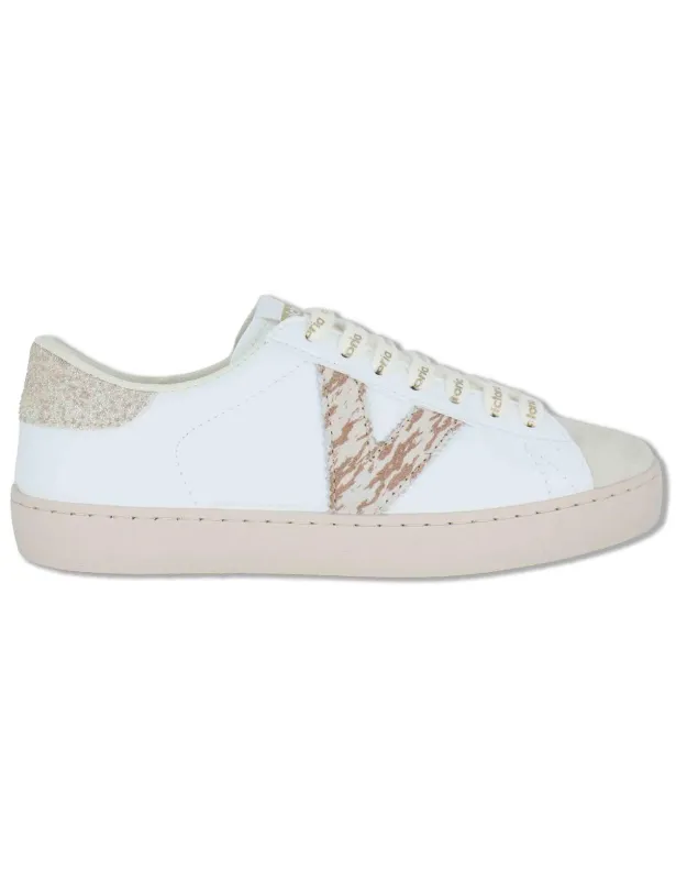 Sneakers Berlin in pelle bianca e leo Donna 1126238 594_Platino made by Spatarella