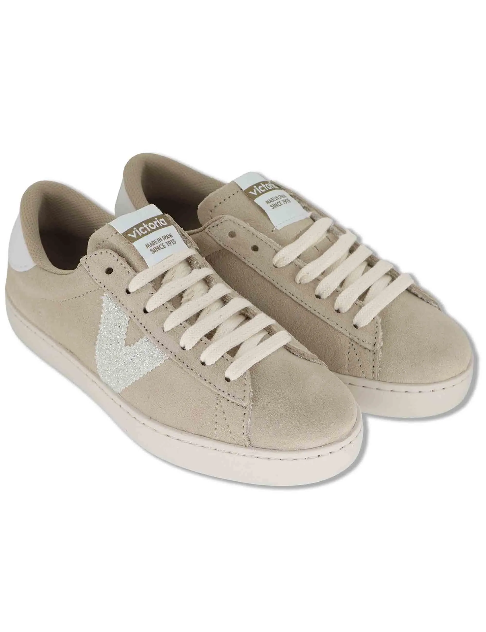 Sneakers Berlin in camoscio beige con logo glitter Donna 1126239 80_Beige sold by Spatarella product image thumbnail 3