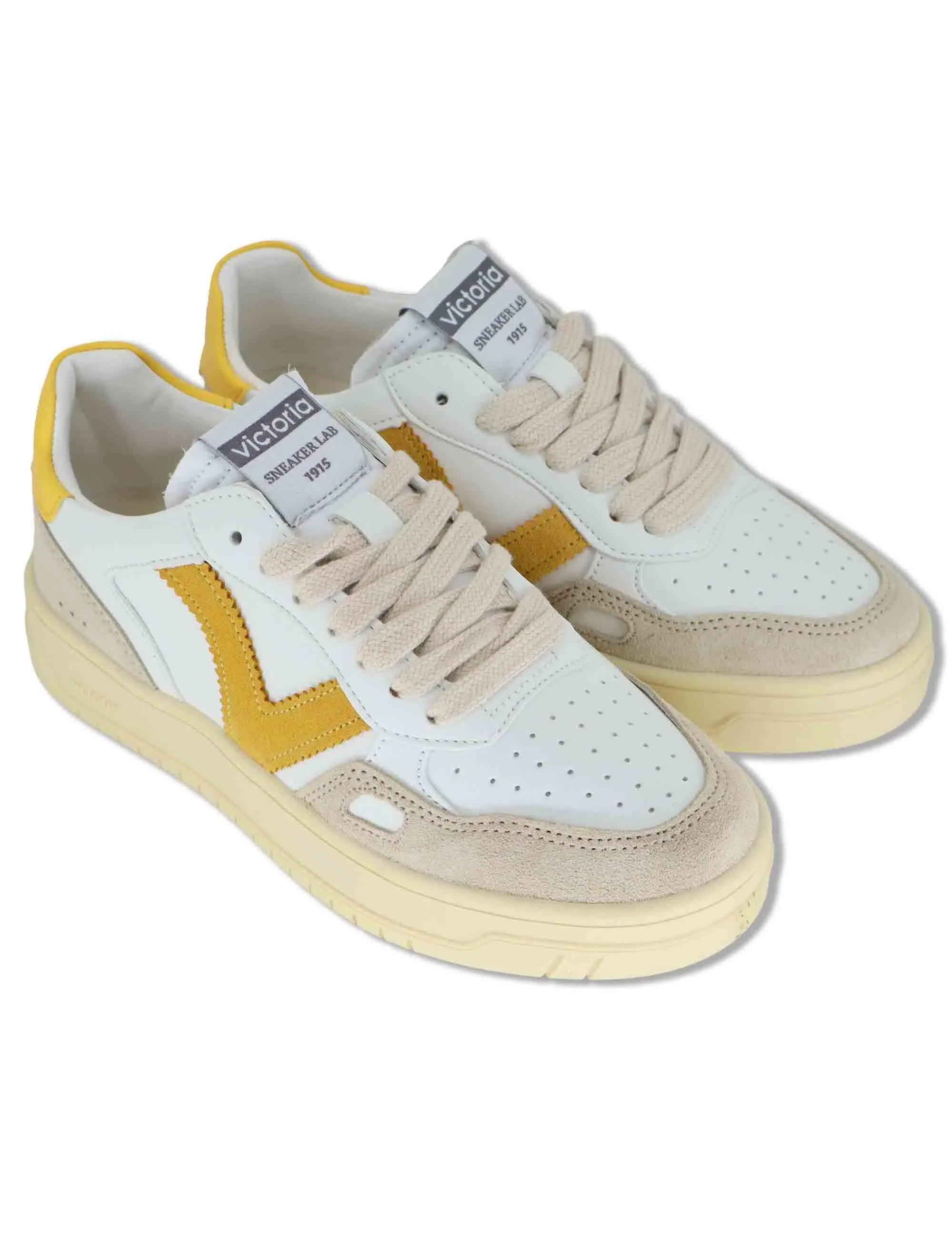 Sneakers Seul in pelle bianca con logo senape Donna 1257136 50_Amarillo sold by Spatarella product image thumbnail 3