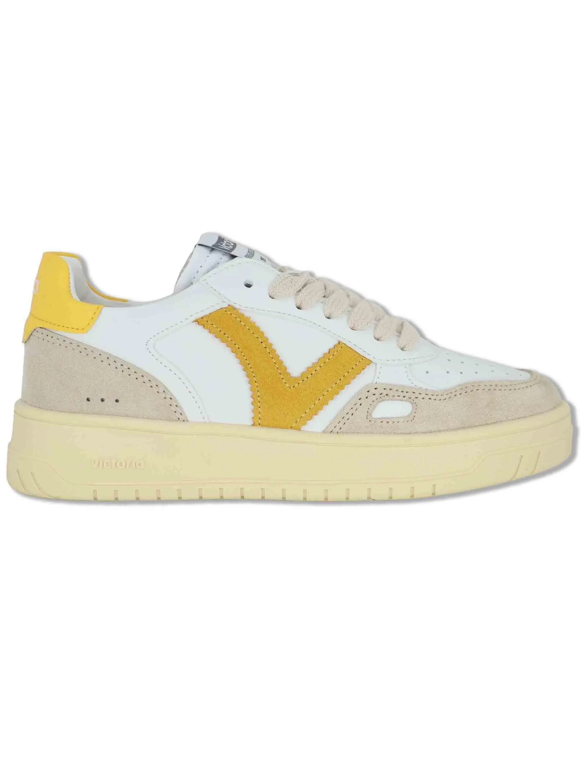 Sneakers Seul in pelle bianca con logo senape Donna 1257136 50_Amarillo sold by Spatarella