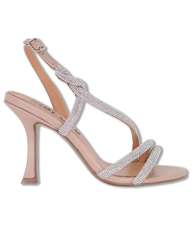 Slingback Circe in pelle nude con strass e tacco alto Donna 516Z10VK 47-NUDE made by Spatarella