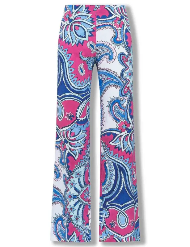 Pantaloni Hippie Lotus in tessuto leggero azzuro a fantasia Donna JH400970671 A8184 made by Spatarella