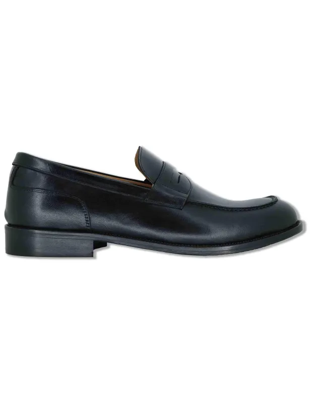 Mocassini in pelle nera con suola in cuoio Uomo SPDU601 001 made by Spatarella