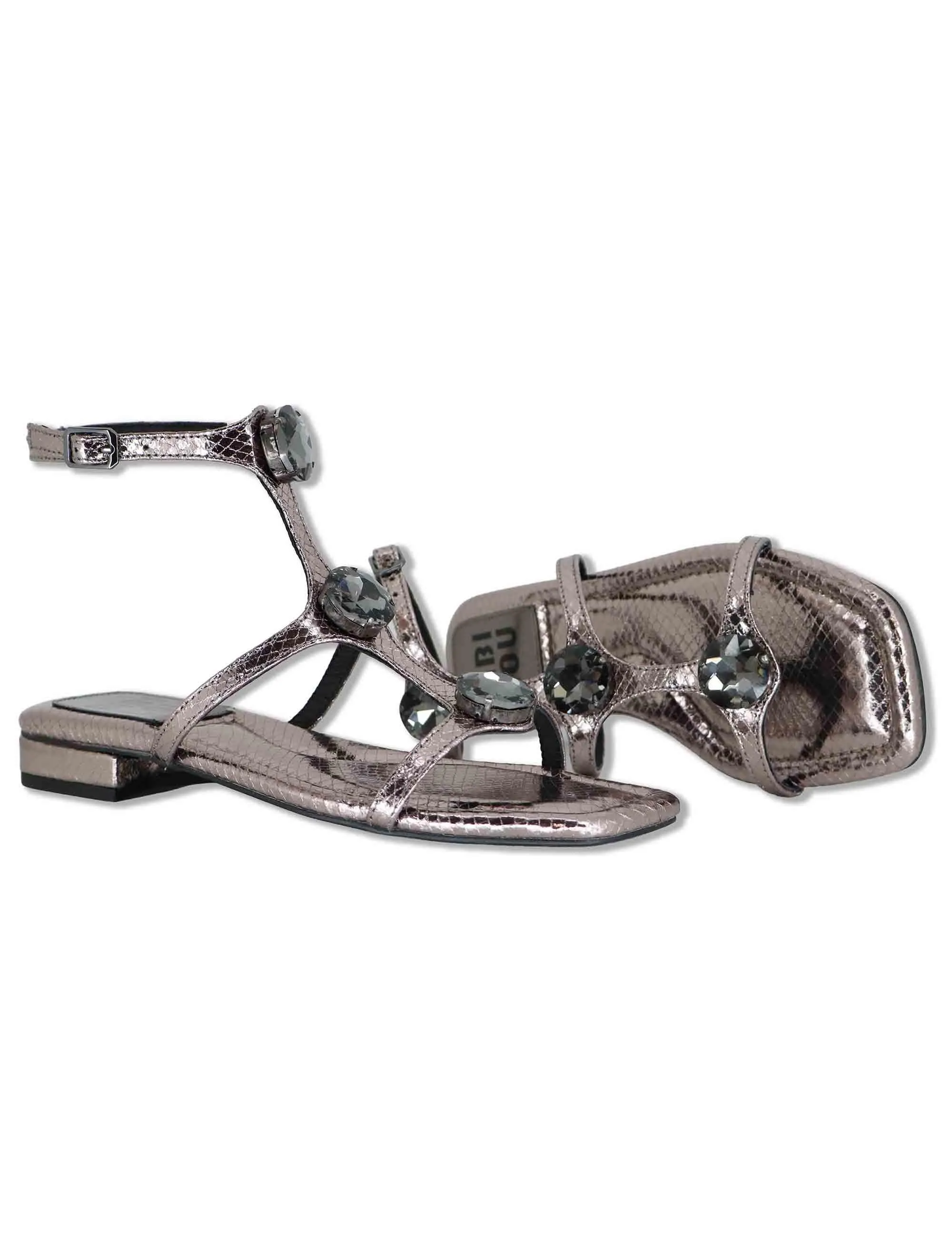 Sandali flat in pelle canna di fucile con borchie Robin Donna 952Z80HG 09-PLOMO sold by Spatarella product image thumbnail 3
