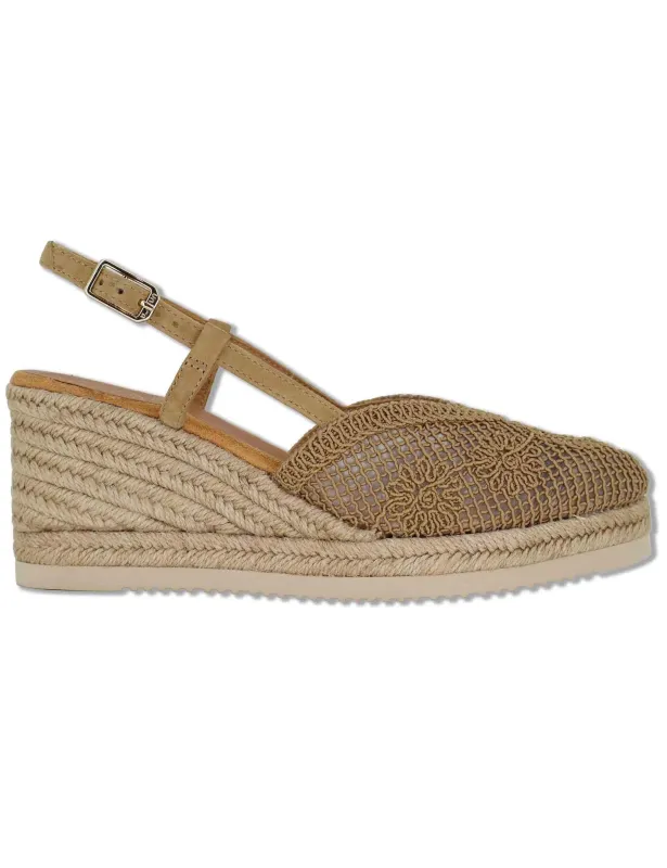 Espadrillas slingback in camsocio taupe con zeppa Donna CHABI KS MISTRAL made by Unisa