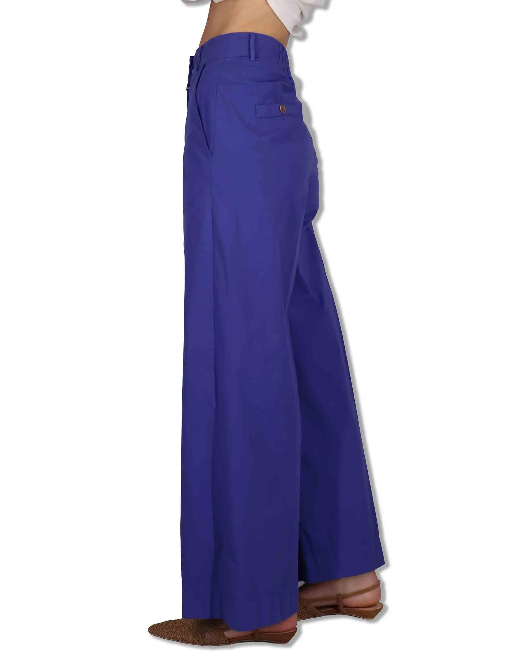 Pantaloni Wide Leg Cargo-Chic in cotone blu Donna PILEA OVO_IRIS sold by Spatarella product image thumbnail 3