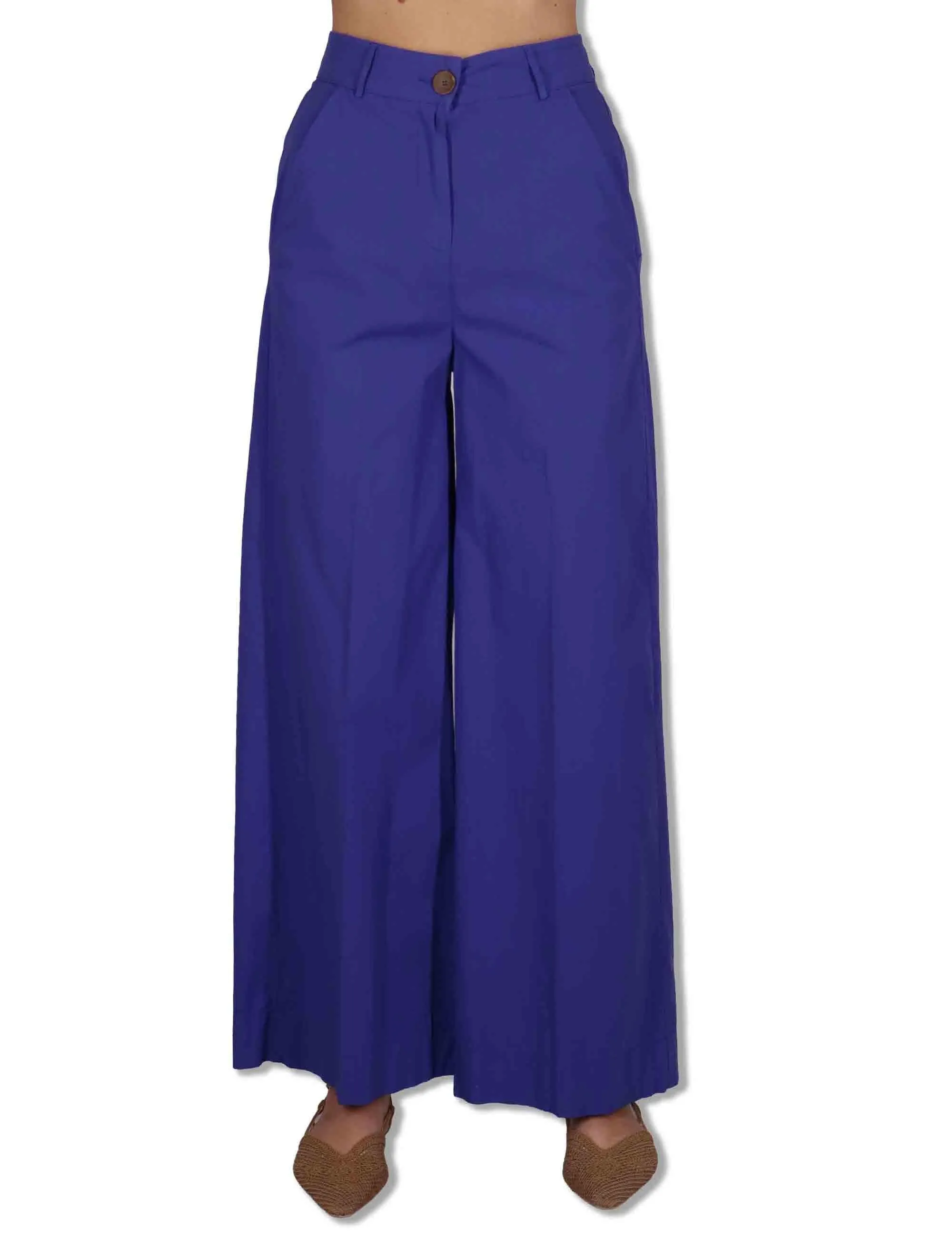 Pantaloni Wide Leg Cargo-Chic in cotone blu Donna PILEA OVO_IRIS sold by Spatarella product image thumbnail 2