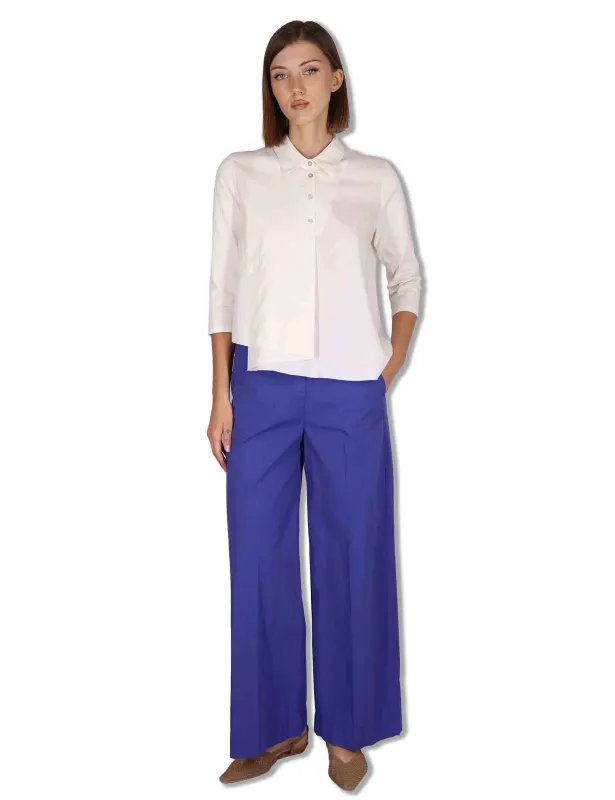 Pantaloni Wide Leg Cargo-Chic in cotone blu Donna PILEA OVO_IRIS made by Spatarella