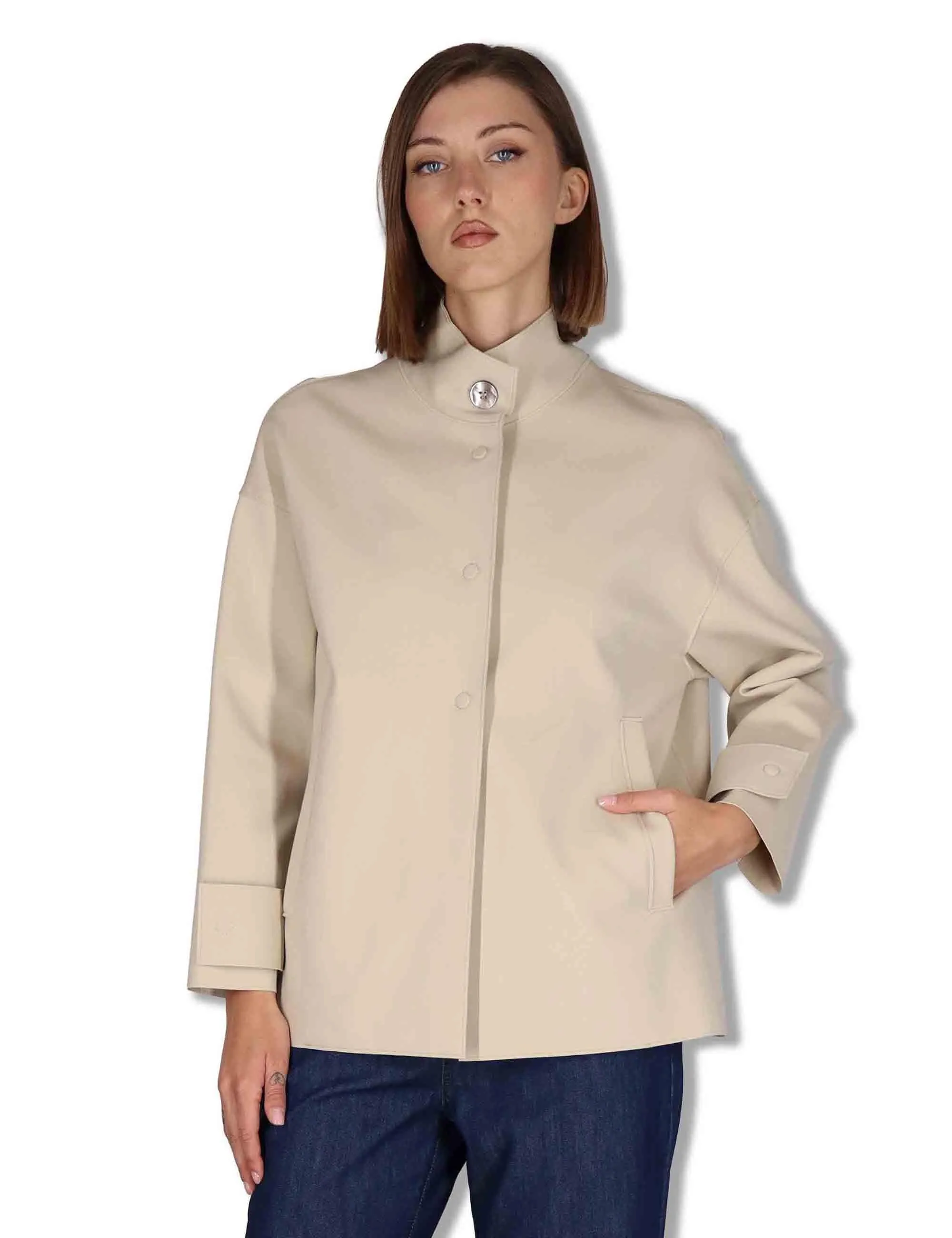 Gicche Sanzio in tessuto tecnico naturale monopetto Donna 50260005 031 sold by Spatarella