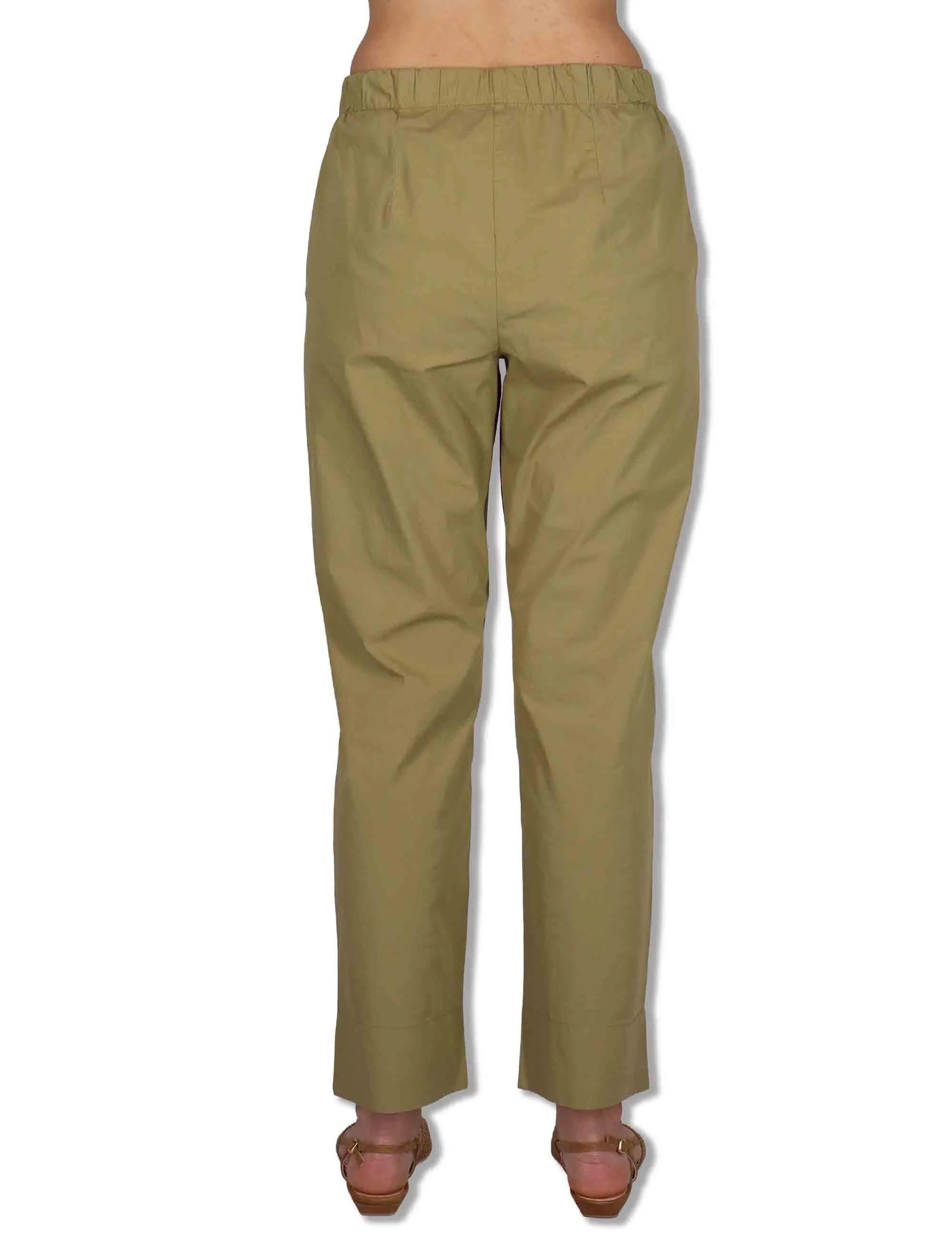 Pantaloni Slim Basic in cotone kaki con elastico Donna PINA OVO_KAKI sold by Spatarella product image thumbnail 4
