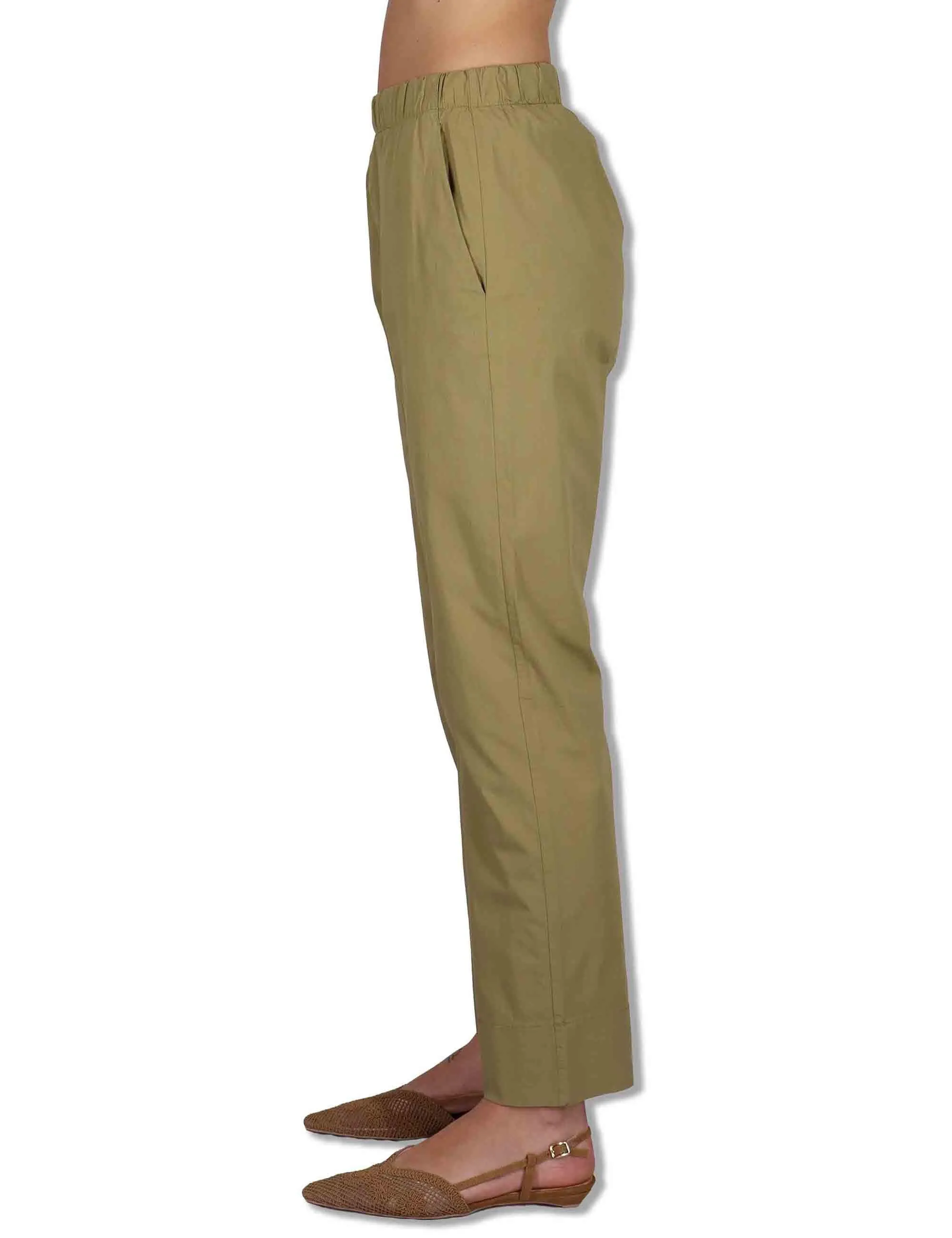 Pantaloni Slim Basic in cotone kaki con elastico Donna PINA OVO_KAKI sold by Spatarella product image thumbnail 3