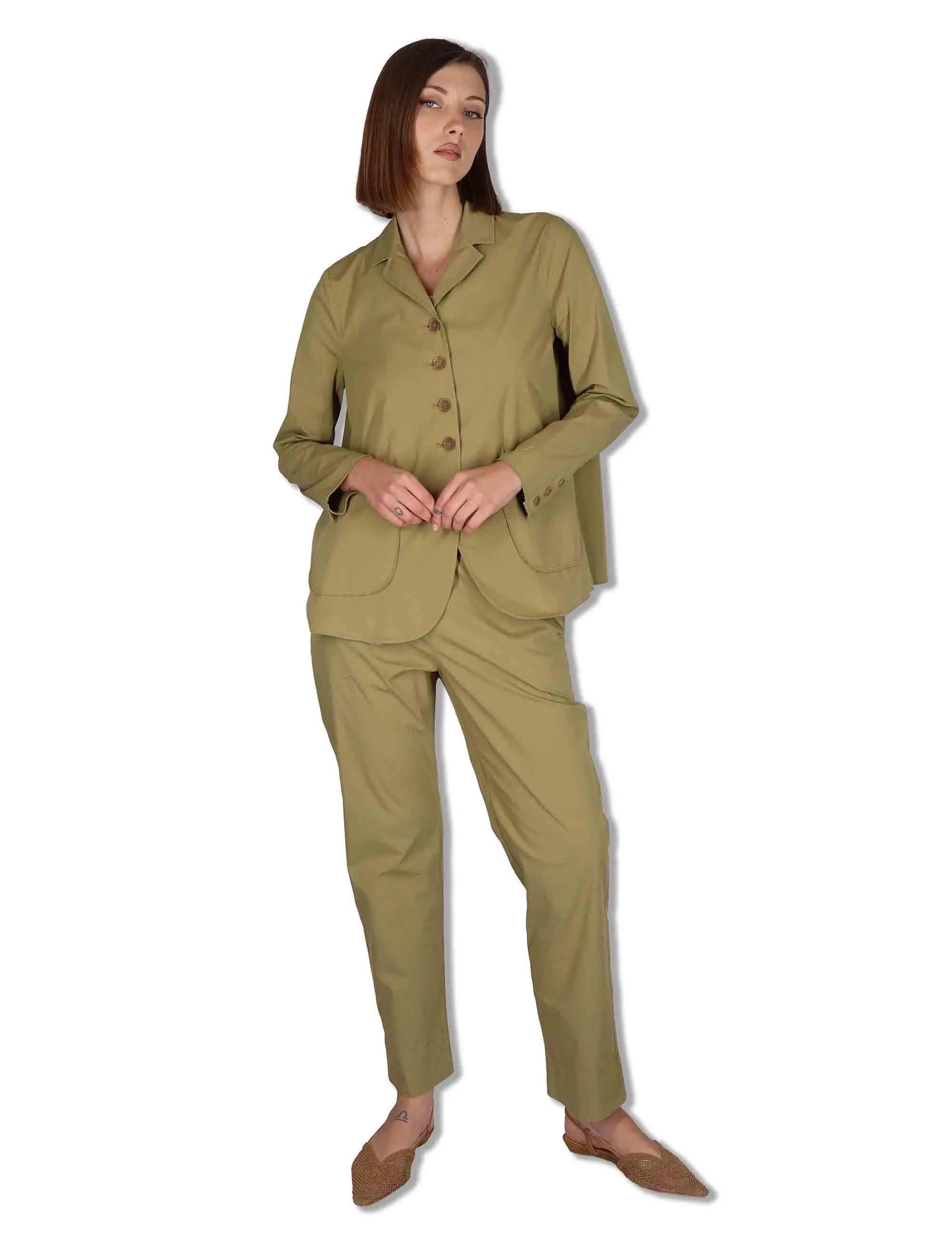 Blazer monopetto in cotone stretch kaki Donna BEL OVO_KAKI sold by Spatarella product image thumbnail 2
