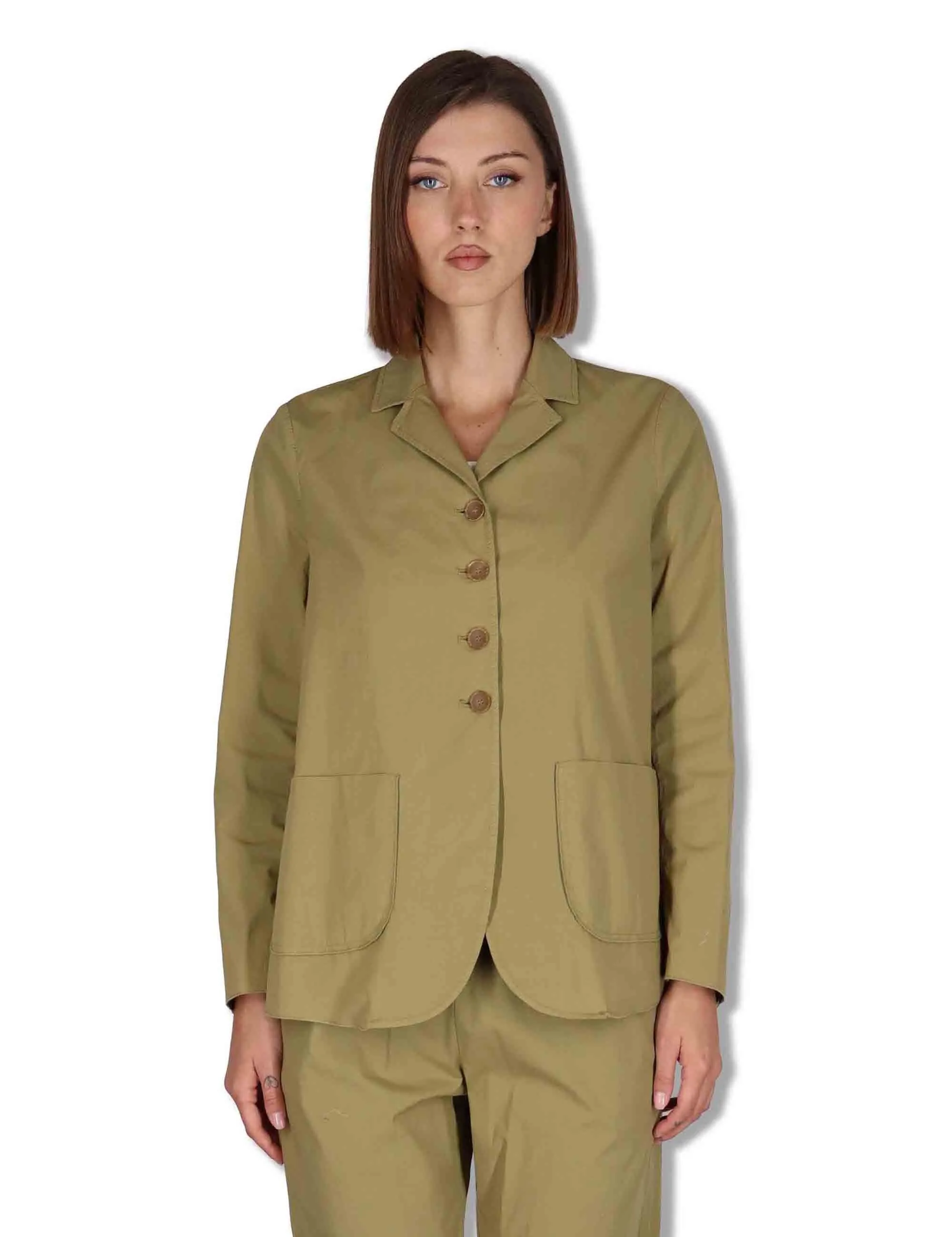 Blazer monopetto in cotone stretch kaki Donna BEL OVO_KAKI sold by Spatarella product image thumbnail 3