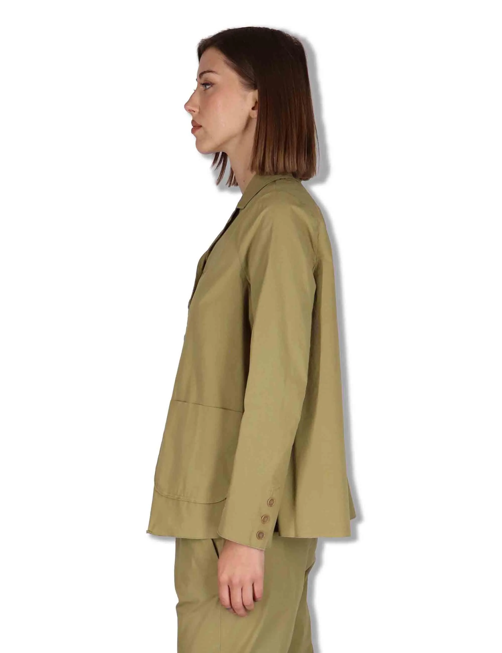 Blazer monopetto in cotone stretch kaki Donna BEL OVO_KAKI sold by Spatarella product image thumbnail 4