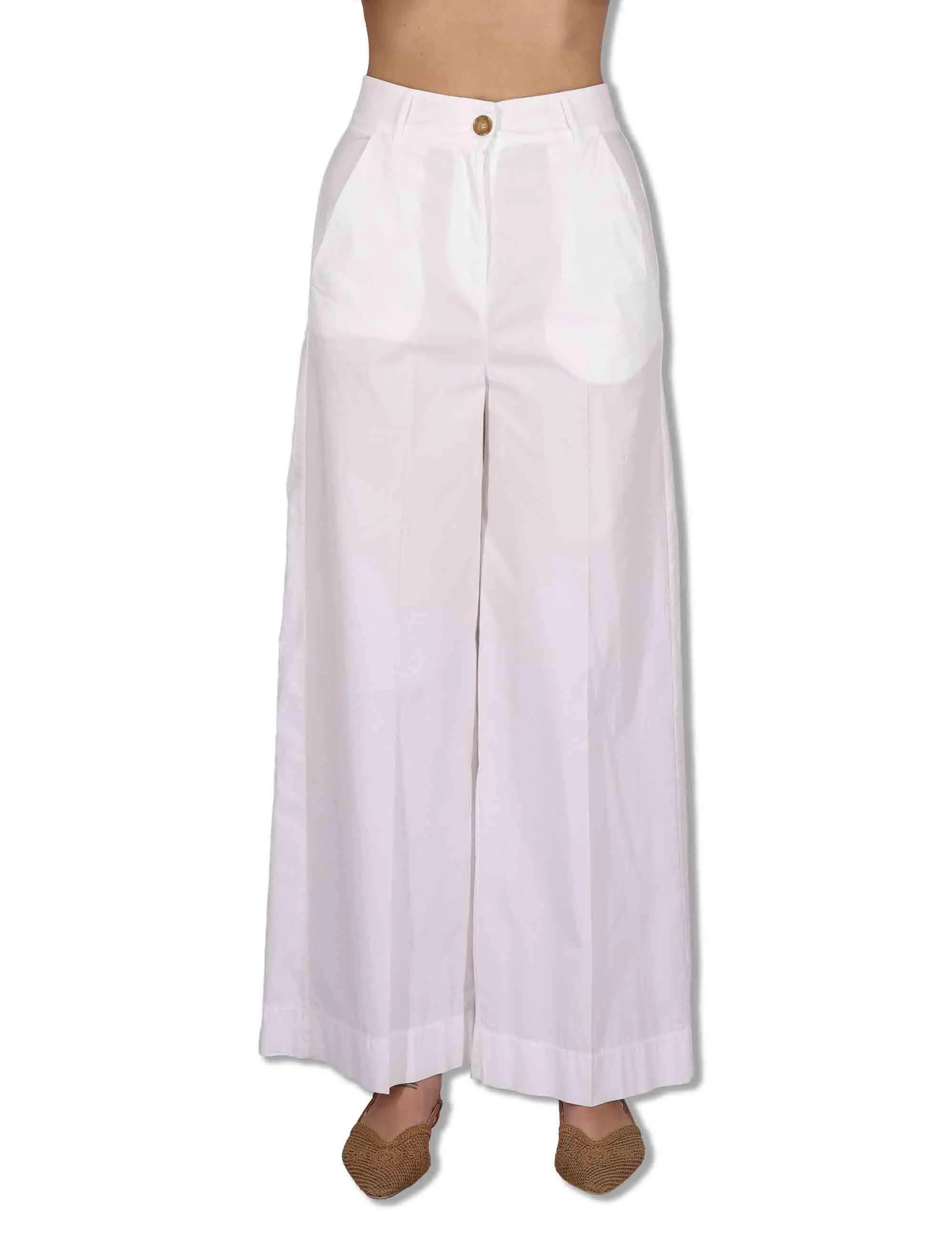 Pantaloni Wide Leg Cargo-Chic in cotone bianco Donna PILEA OVO_WHITE sold by Spatarella product image thumbnail 2