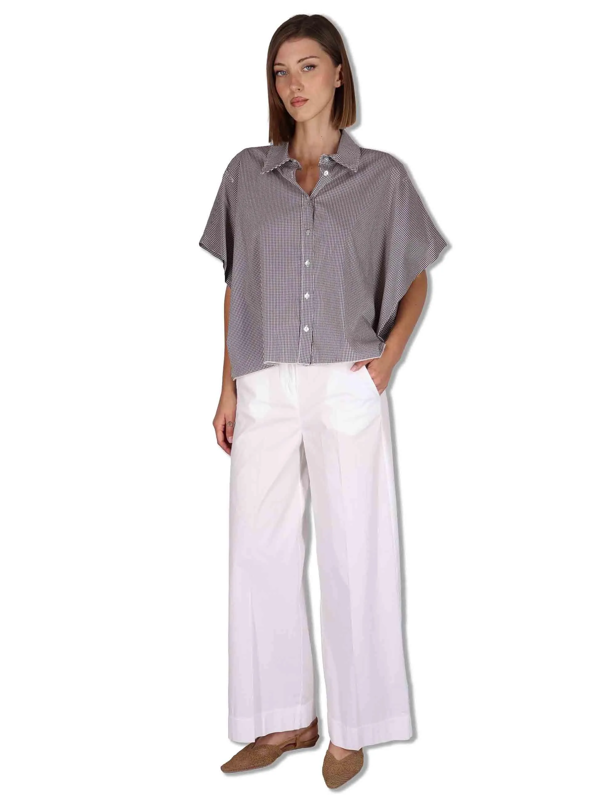 Pantaloni Wide Leg Cargo-Chic in cotone bianco Donna PILEA OVO_WHITE sold by Spatarella