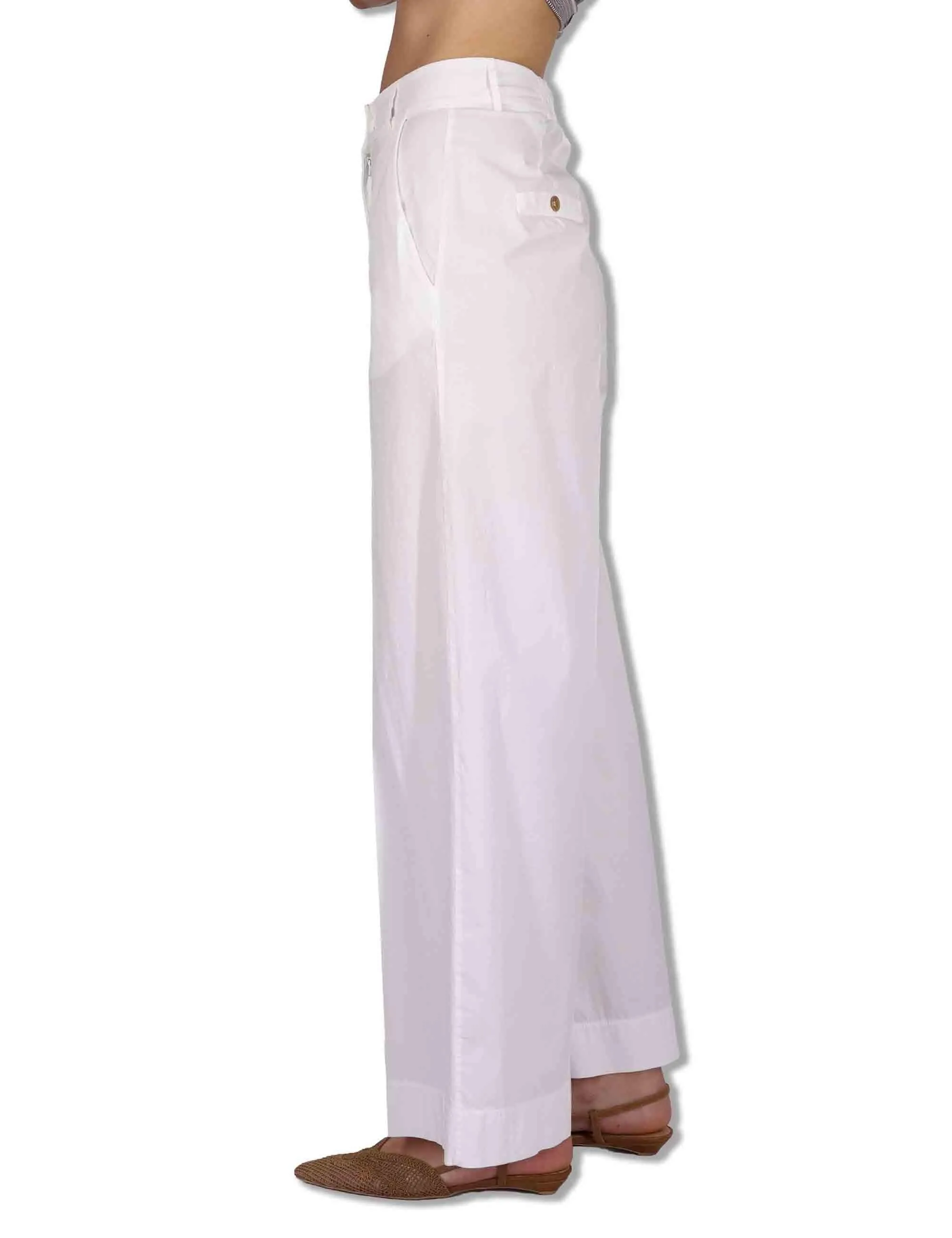 Pantaloni Wide Leg Cargo-Chic in cotone bianco Donna PILEA OVO_WHITE sold by Spatarella product image thumbnail 3