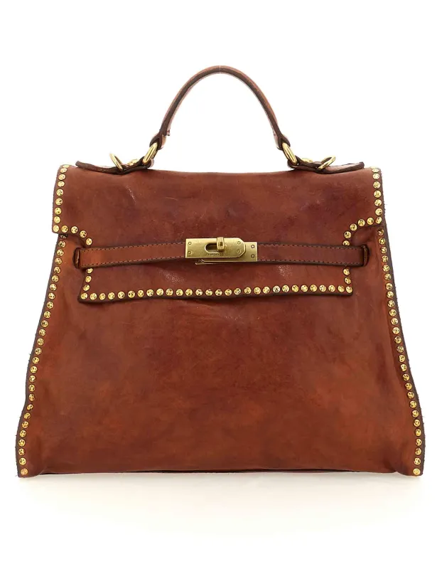 Borse Ginevra in pelle cuoio con borchie oro Donna C043940ND X0007 C1502 made by Campomaggi