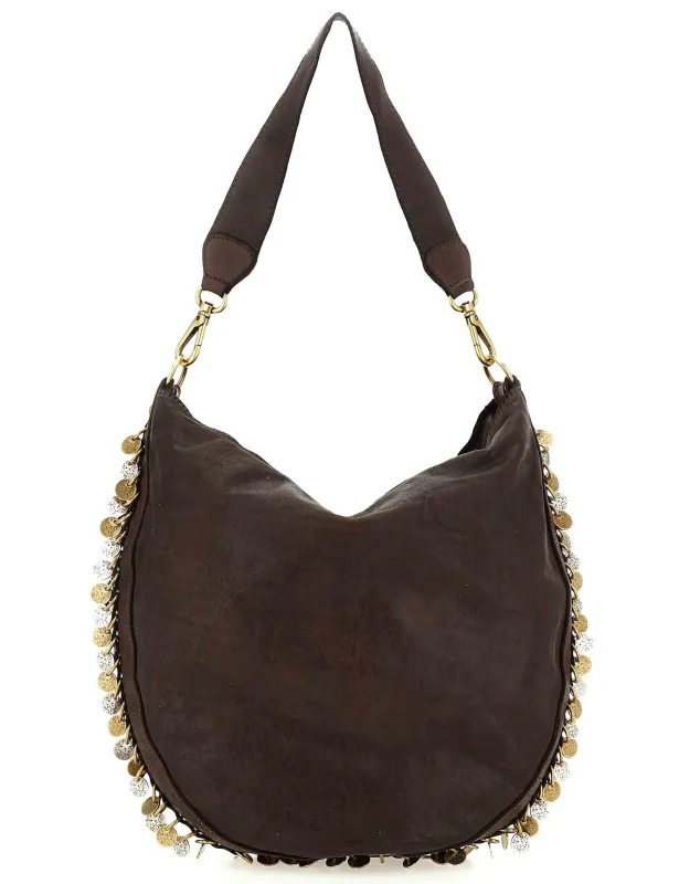 Monospalla Gianna in pelle marrone con borchie oro Donna C009030ND X3010 C1501 made by Campomaggi