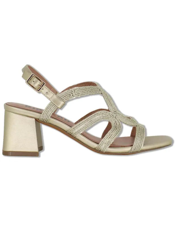 Sandali slingback Meli in pelle e tessuto oro Donna 876Z94HG 04-ORO made by Spatarella
