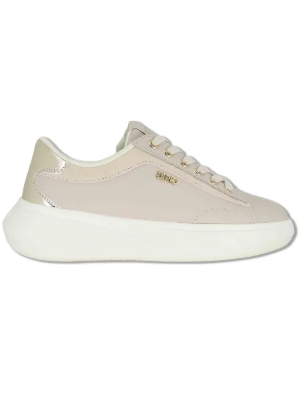 Sneakers in pelle e tessuto off white Donna CASPER 01 GOLD made by Liu Jo