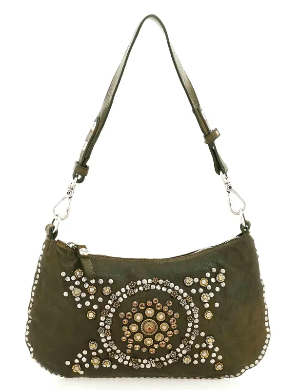 Borse Teresa in pelle verde con borche Donna C042760ND X3037 C3038 made by Campomaggi