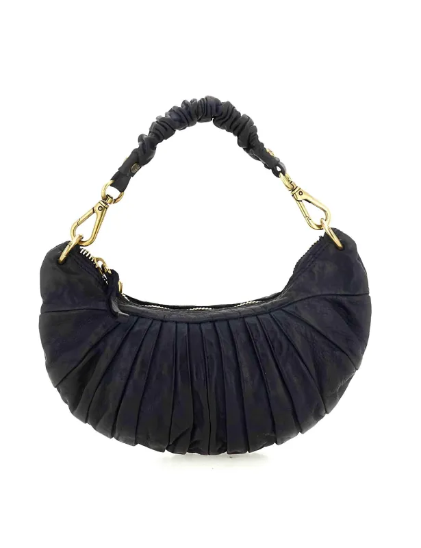 Borse Luna in pelle blu plissettata monospalla Donna C044070ND X2982 C3001 made by Campomaggi