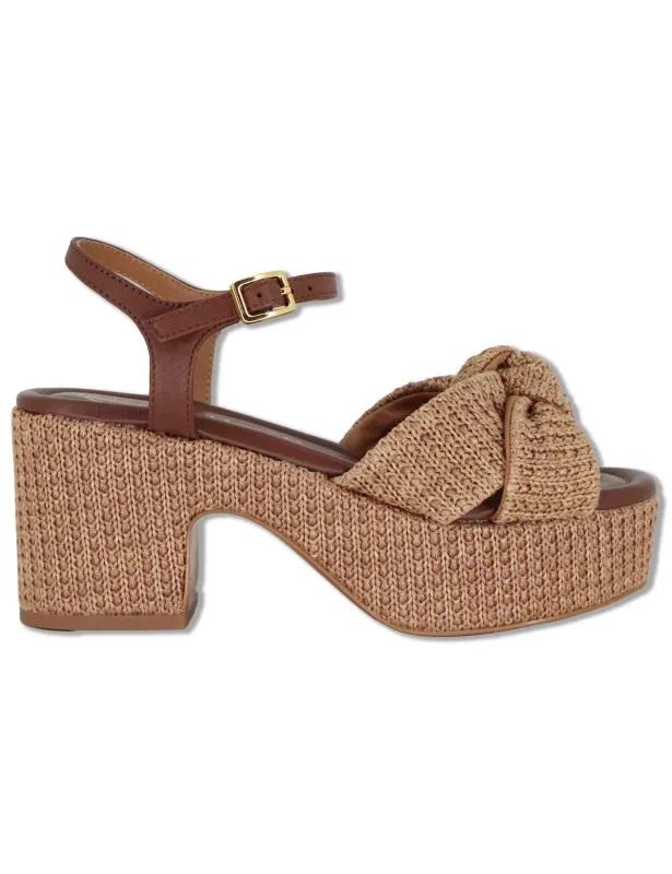 Sandali in pelle intrecciata marrone con zeppa alta Donna KASIDI RH GRA BOMBON made by Unisa