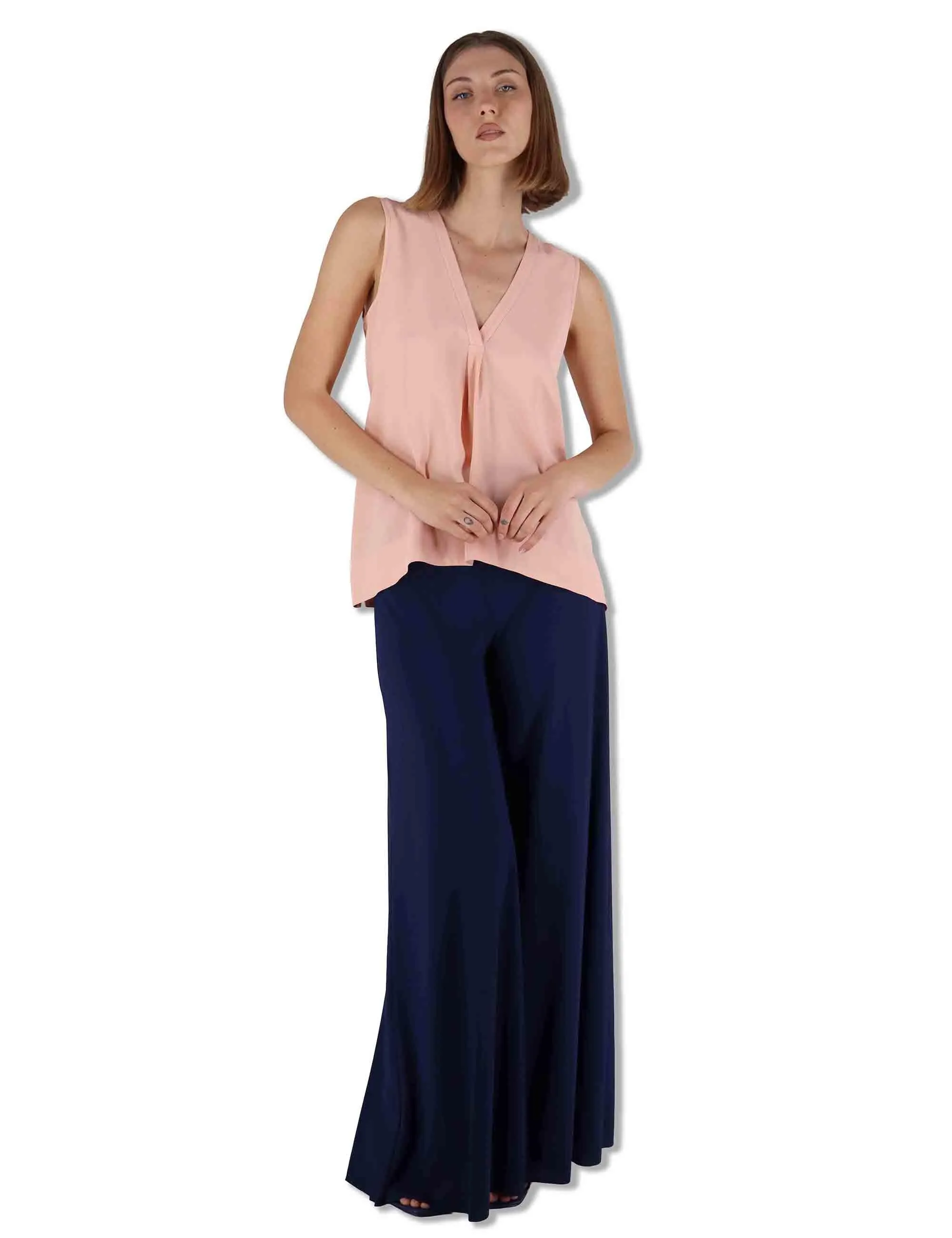 Top Fluid Crepe in seta rosa Donna JP554050672 32001 sold by Spatarella product image thumbnail 2