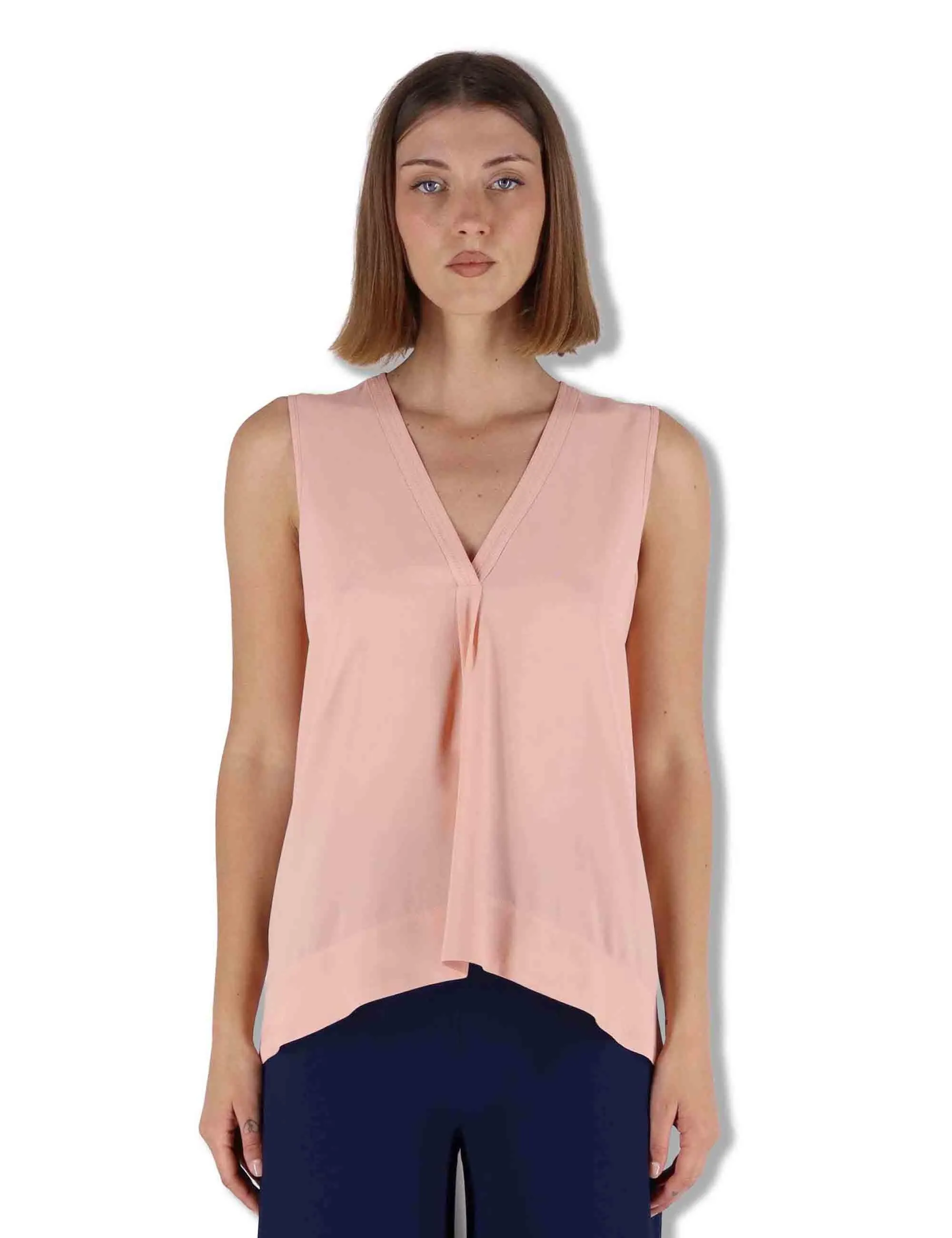 Top Fluid Crepe in seta rosa Donna JP554050672 32001 sold by Spatarella product image thumbnail 3