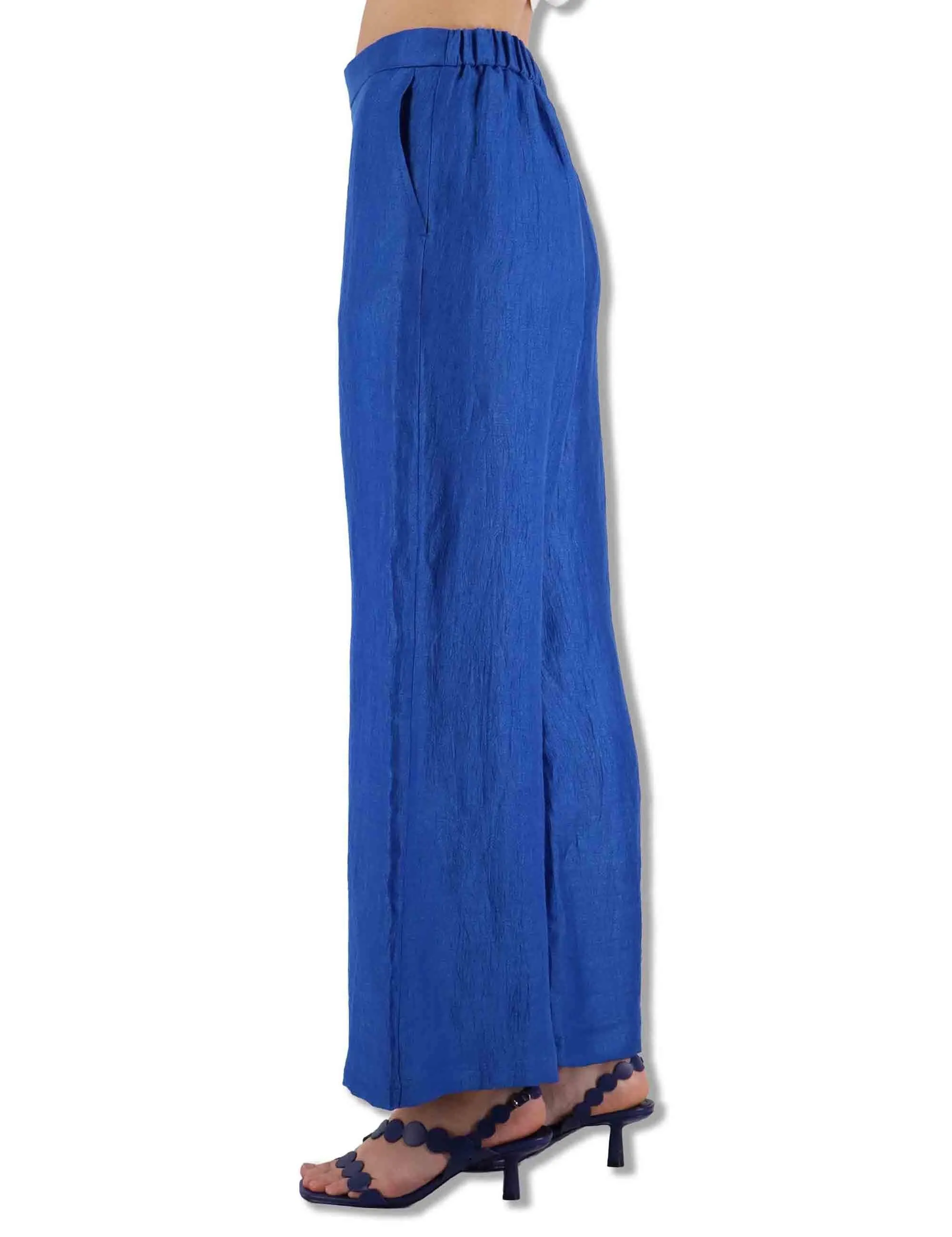 Pantaloni Jacquard in lino blu con tasche Donna JH805340102 80059 sold by Spatarella product image thumbnail 3