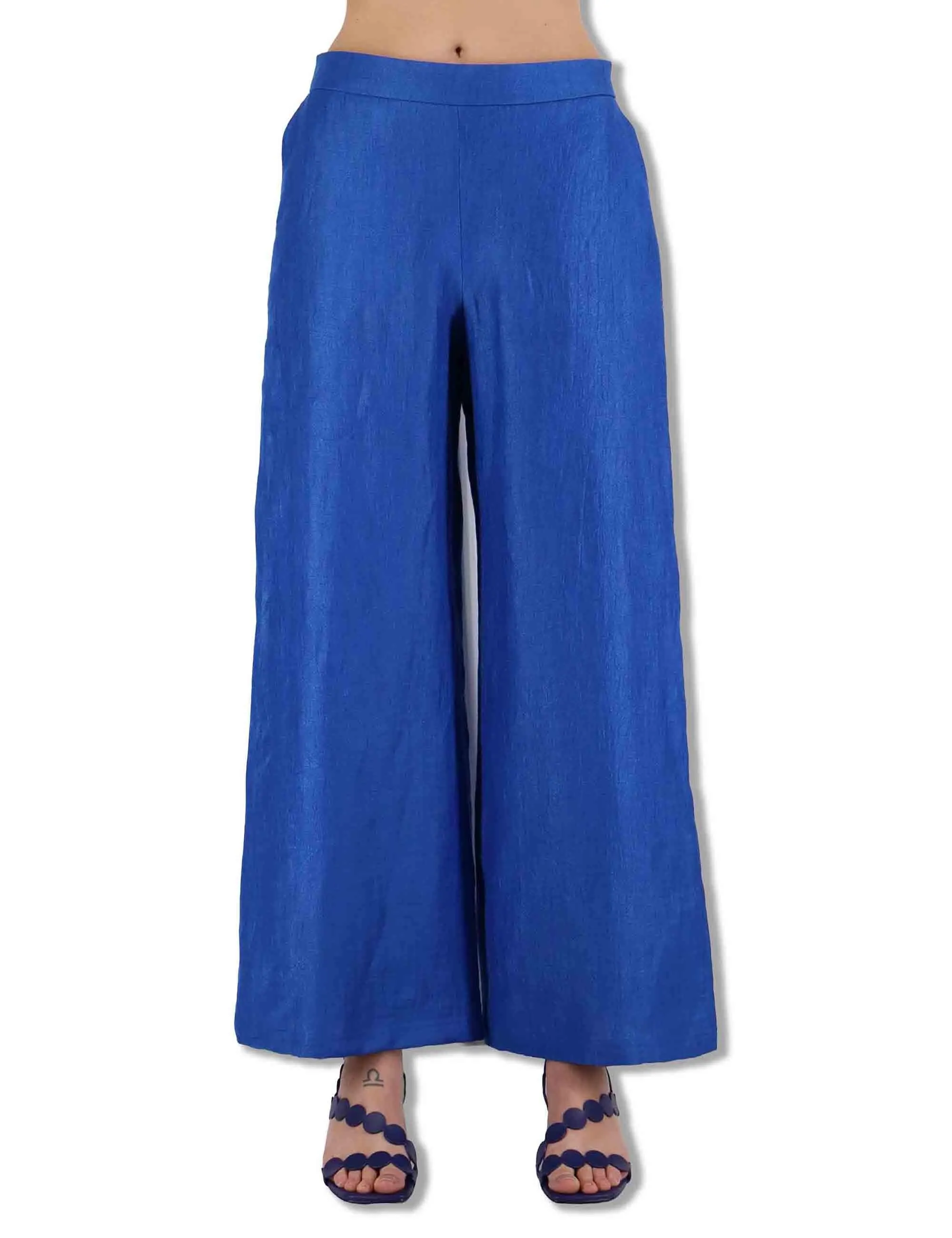 Pantaloni Jacquard in lino blu con tasche Donna JH805340102 80059 sold by Spatarella product image thumbnail 2