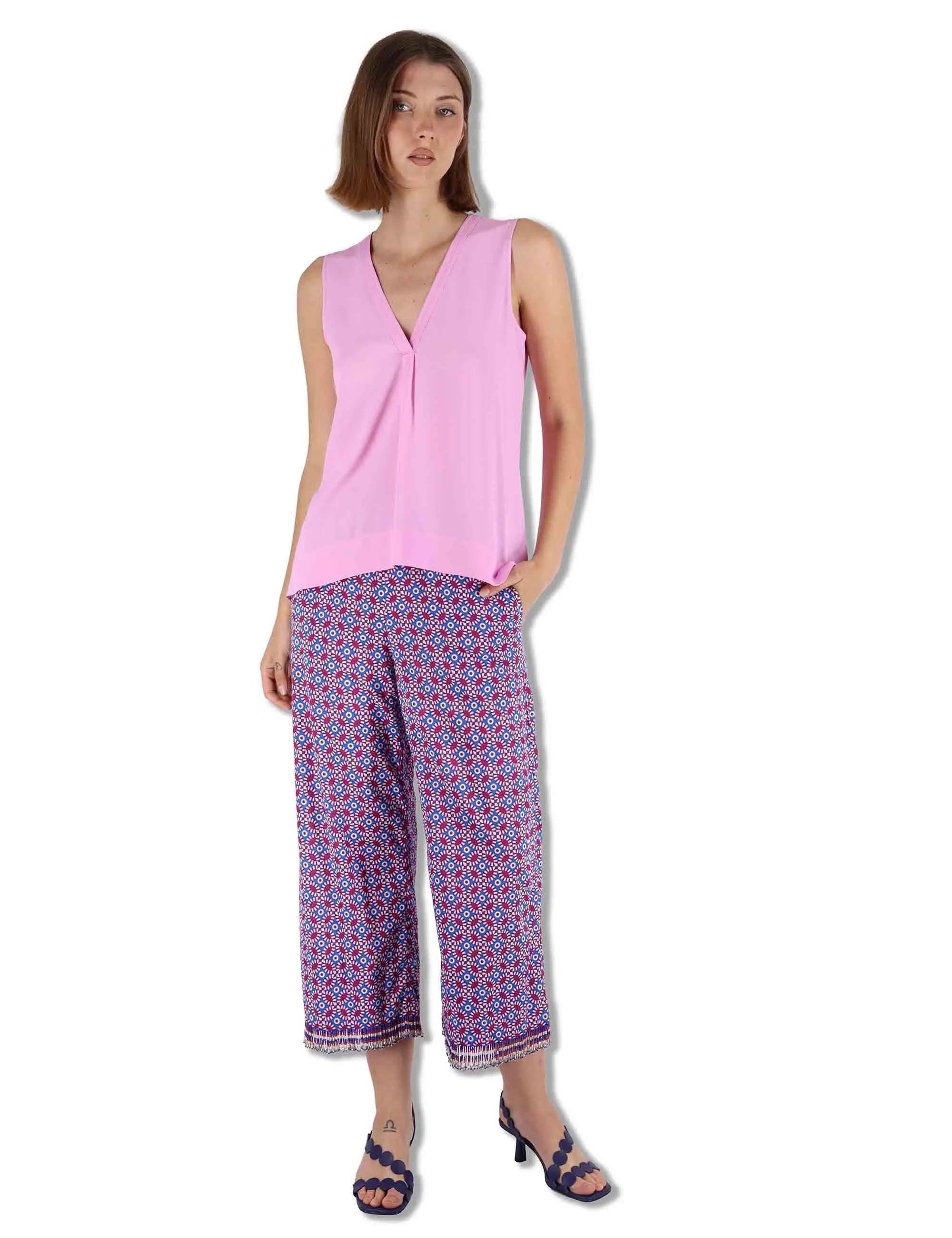 Top Fluid Crepe in seta rosa Donna JP554050672 32015 sold by Spatarella product image thumbnail 2