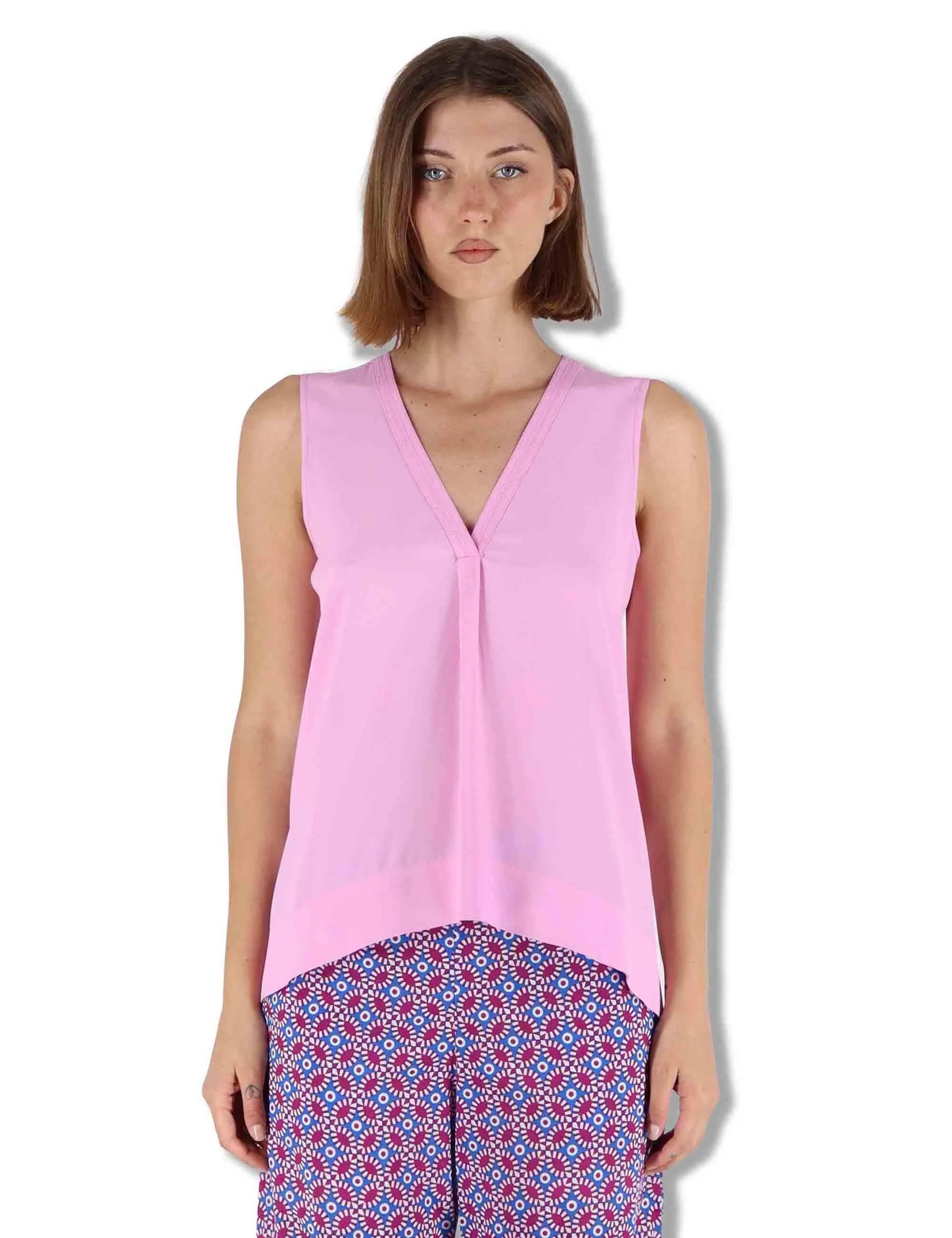Top Fluid Crepe in seta rosa Donna JP554050672 32015 sold by Spatarella product image thumbnail 3