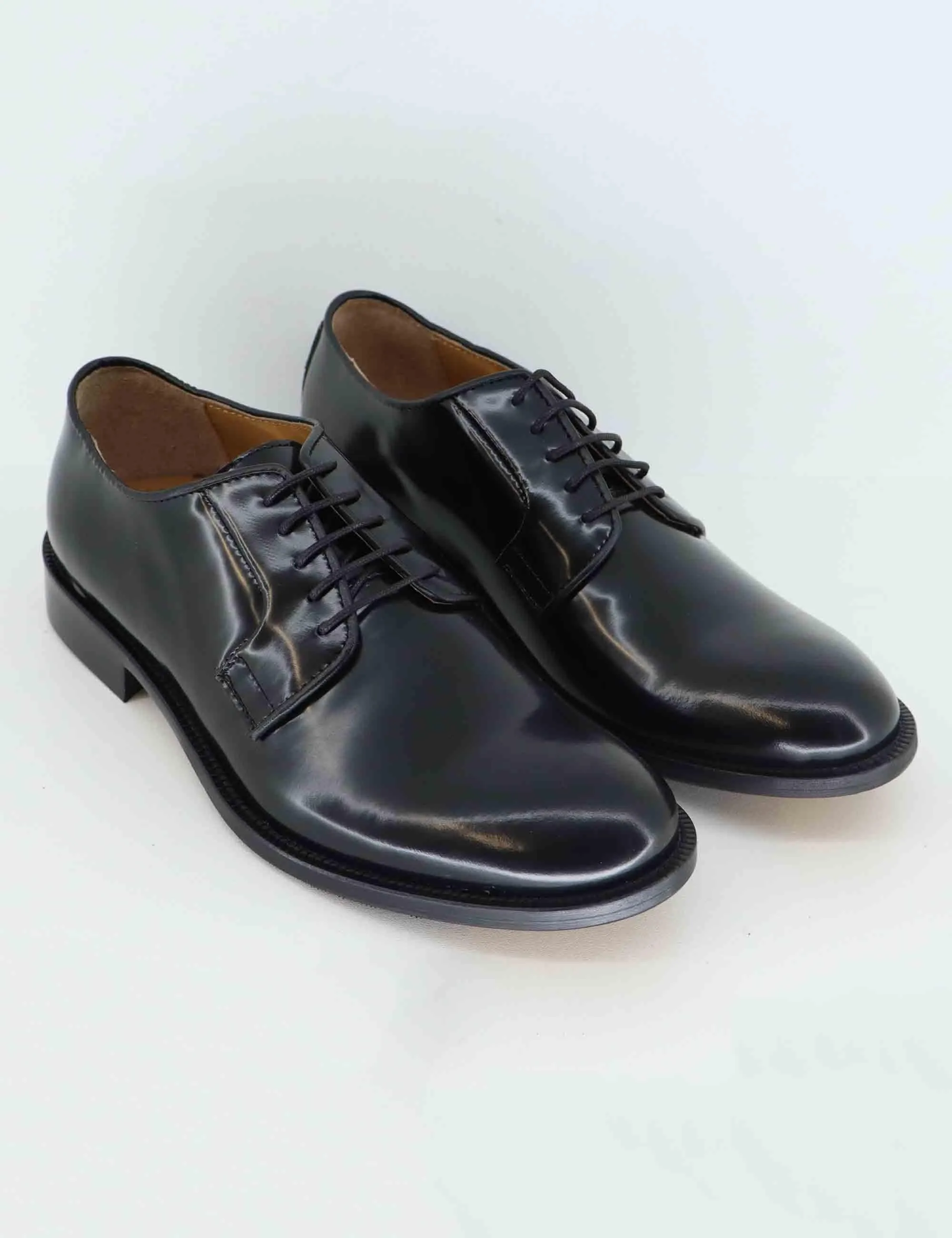 Stringate in pelle nera con suola in cuoio Uomo SPDU603 S001 sold by Spatarella product image thumbnail 3