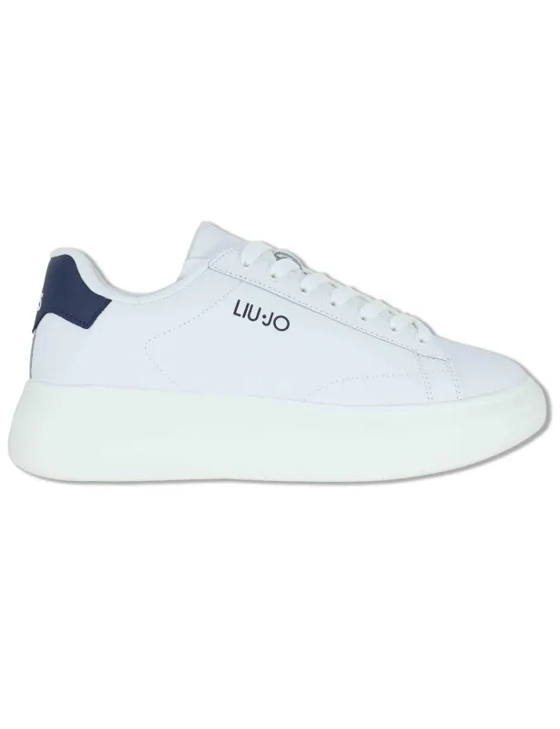 Sneakers in pelle bianca con suola alta Uomo BIG 01 BLUE made by Liu Jo