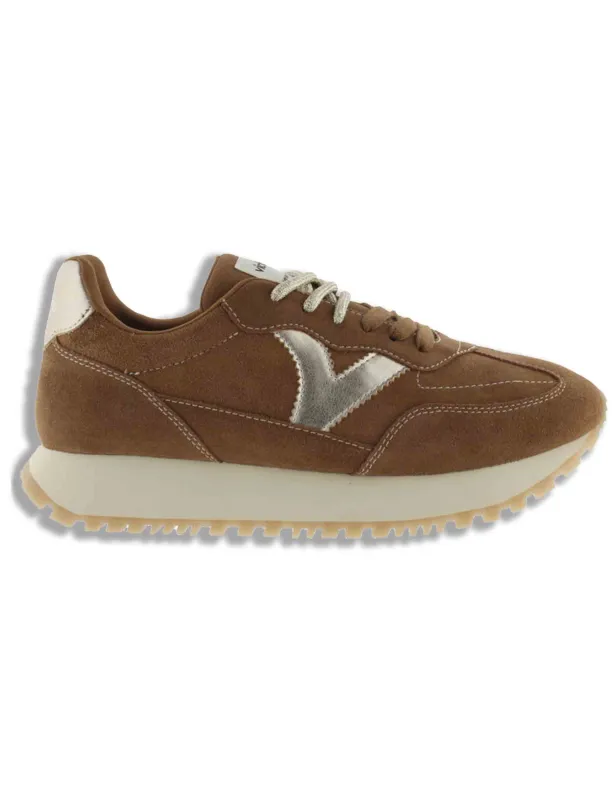 Sneakers Viento in camoscio marrone con inserto metallizzato Donna 1157118 70 Marron made by Spatarella