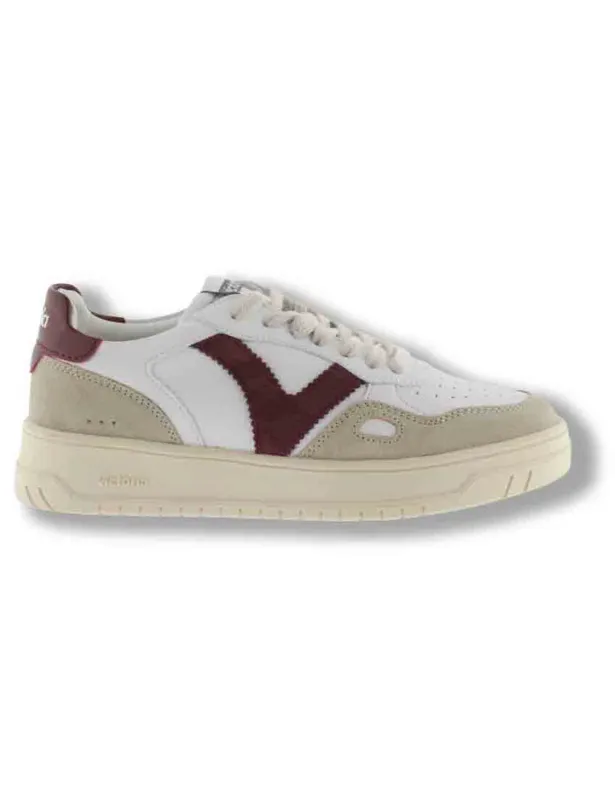 Sneakers Seul effetto pelle bianca con inserti bordeaux Donna 1257136 41 Burdeos made by Spatarella