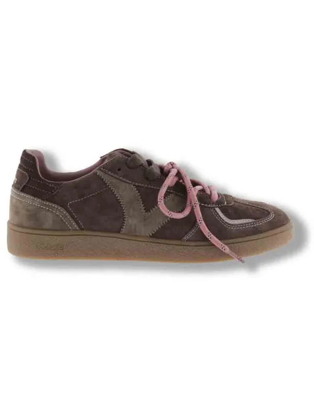 Sneakers Londres in camoscio marrone e doppio laccio mélange Donna 1267100 70 Marron made by Spatarella
