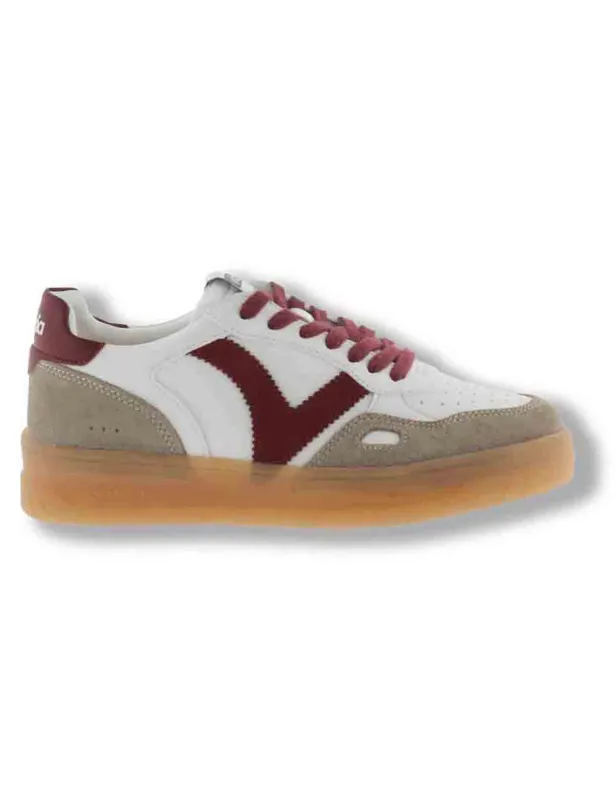 Sneakers Seul effetto pelle bianca con logo bordeuax Donna 1257125 40 Rojo made by Spatarella
