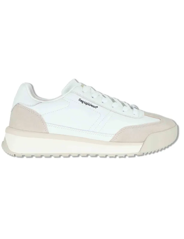 Sneakers in pelle bianca con riporti in tinta Uomo F6JOGGER01 WHI made by RefrigiWear