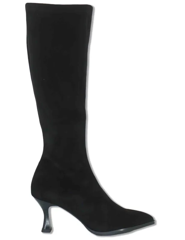 Stivali in eco camoscio elasticizzato nero con tacco alto Donna 78038 05 made by Spatarella