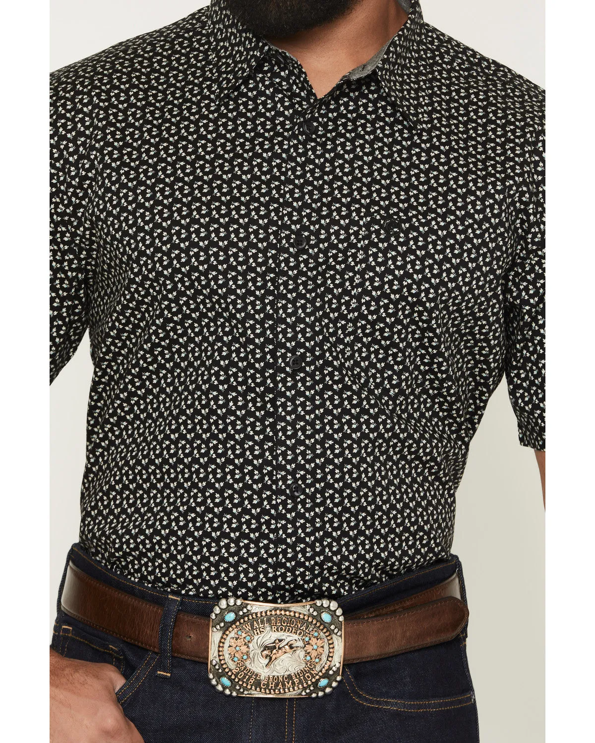 Cody James Men's Shiloh Micro Floral Print Short Sleeve Button-Down Stretch Western Shirt - Big sold by Cody James product image thumbnail 3