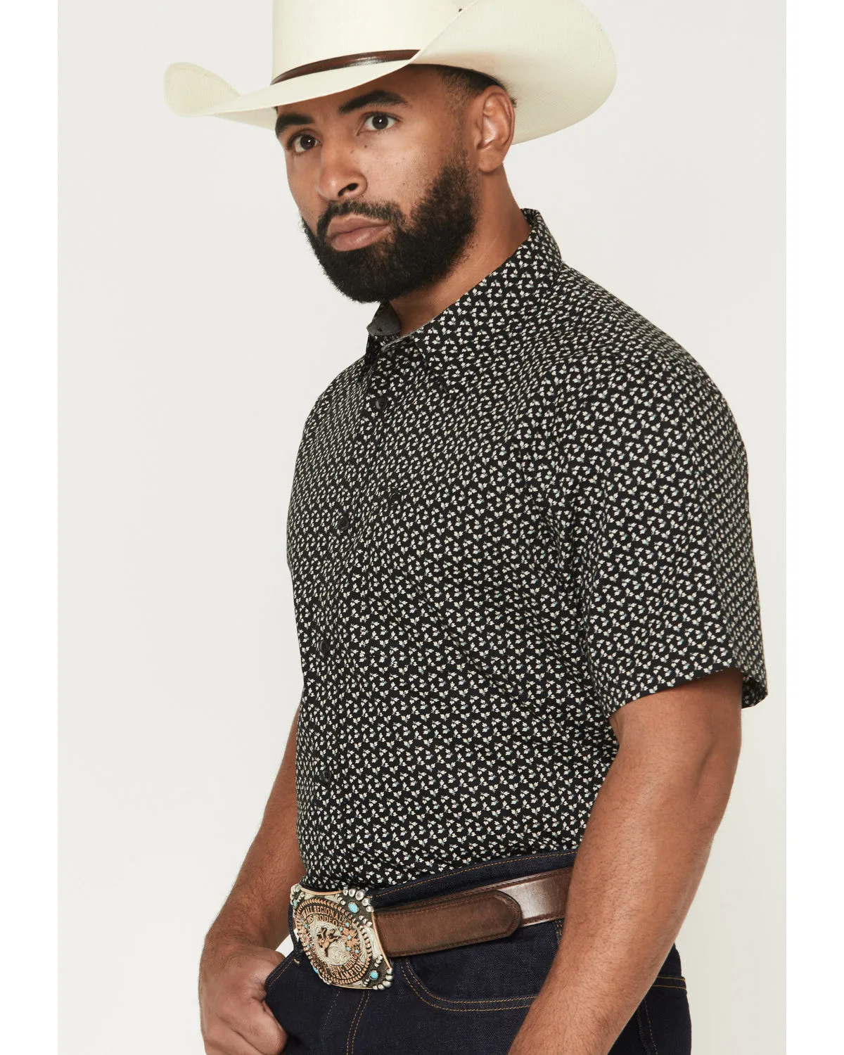 Cody James Men's Shiloh Micro Floral Print Short Sleeve Button-Down Stretch Western Shirt - Big sold by Cody James product image thumbnail 2