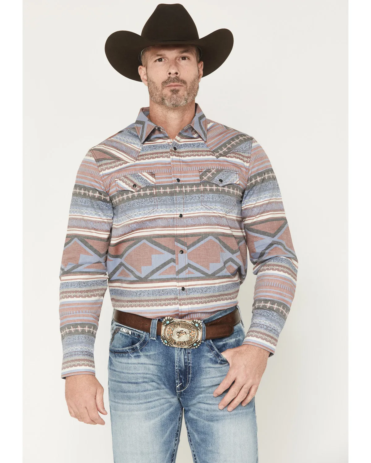 Cody James Men's Mountain Ranger Southwestern Striped Long Sleeve Snap Western Shirt sold by Cody James
