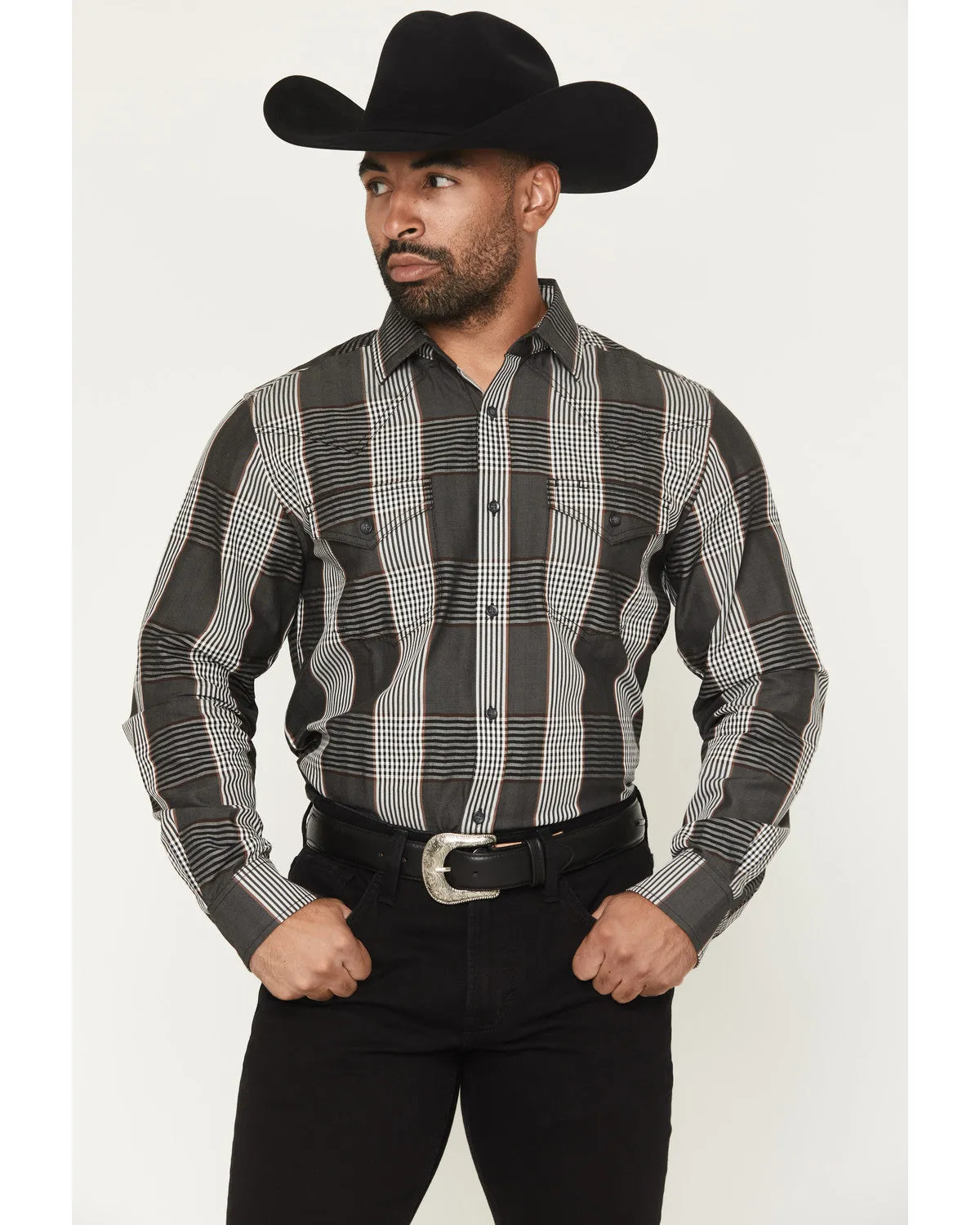 Cody James Black 1978® Men's Ace Plaid Print Long Sleeve Button-Down Western Shirt sold by Cody James