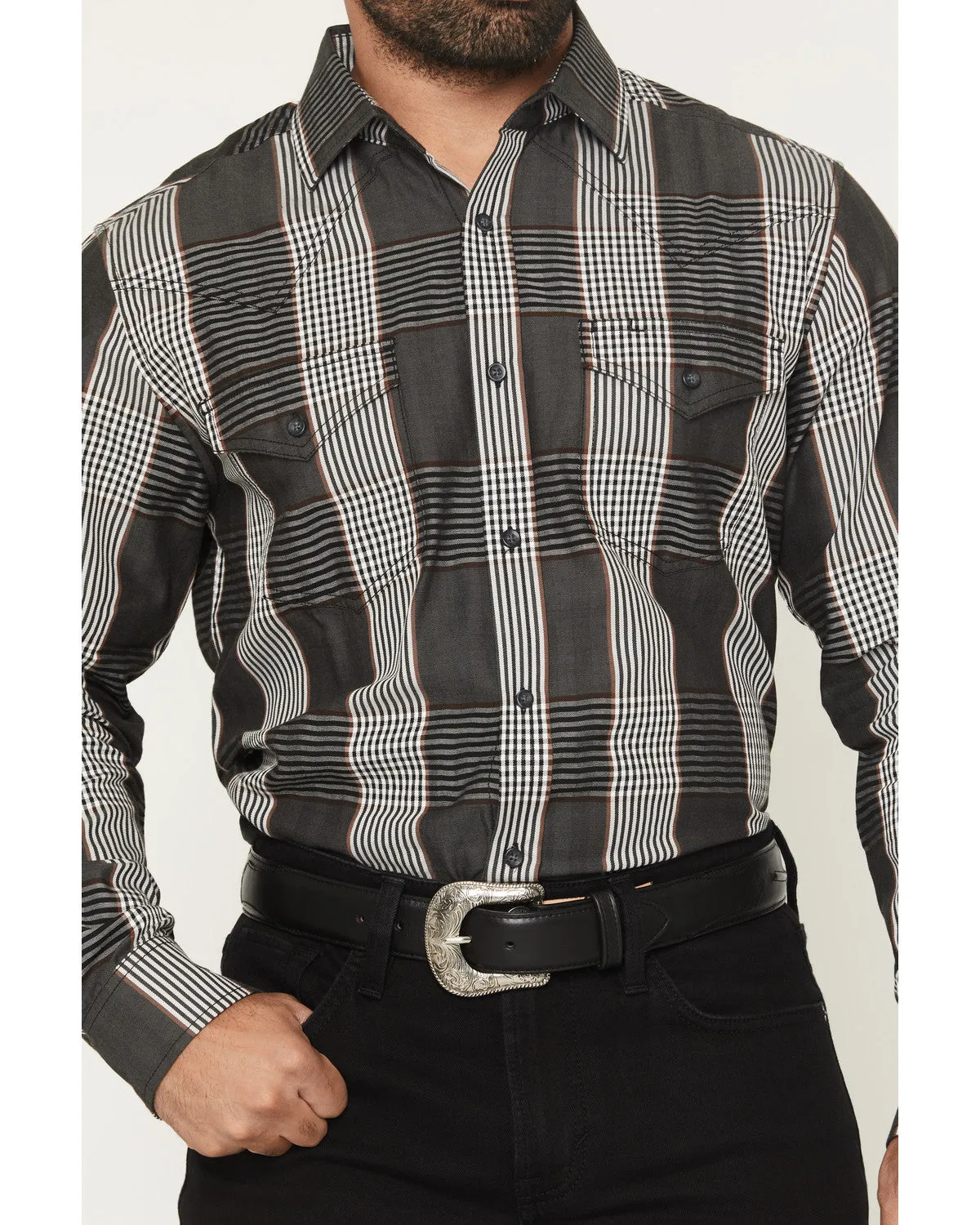 Cody James Black 1978® Men's Ace Plaid Print Long Sleeve Button-Down Western Shirt sold by Cody James product image thumbnail 3